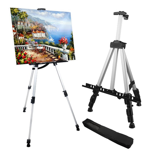 Artist Easel Stand, Metal Tripod Adjustable Easel For Painting Canvases Height From 17 To 167.64 Cm, Carry Bag For Table-Top/Floor Drawing And Displaying