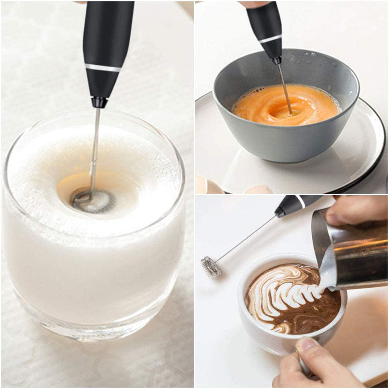 Montalatte per schiumare il latte per il caffè, frustino manuale da cucina per uova, mixer.  In acciaio inossidabile. 3 in 1. Dispositivo ricaricabile tramite USB