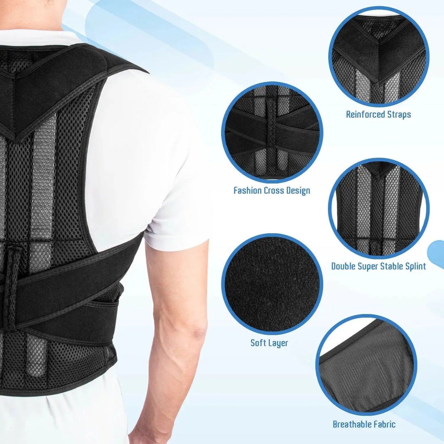 ERUMEI Shoulder Support Adjustable Back Pain Support Posture Corrector Brace Belt Medical Clavicle Corset Spine Lumbar Orthopedic Brace