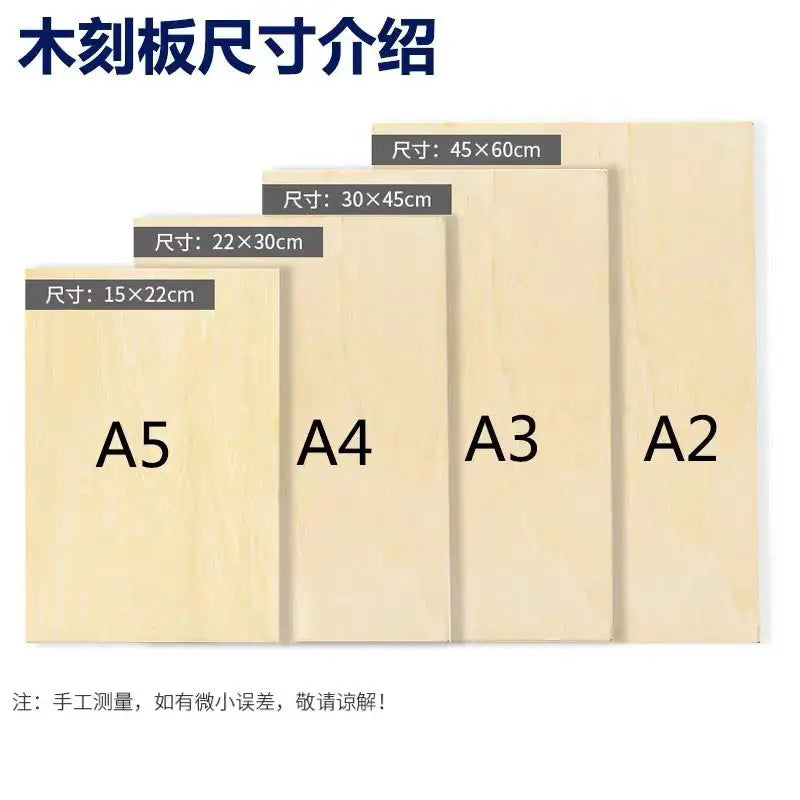 Optimize product title: High-quality double-sided basswood woodblock carving board for woodworking, available in A4 and A5 sizes
